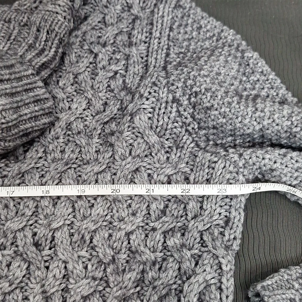 LAUREN HANSEN Knit Crochet Turtleneck Long Sleeve Sweater